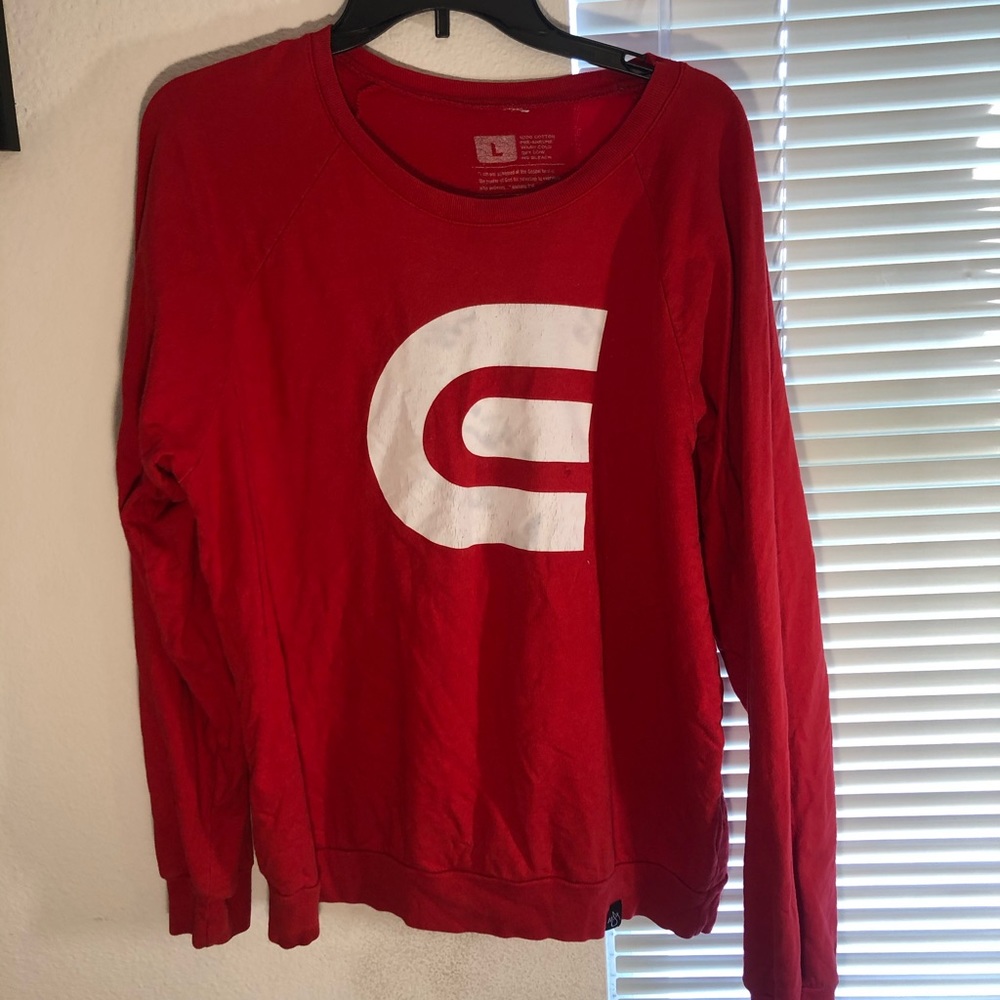 Large long sleeve red crewneck. Large.